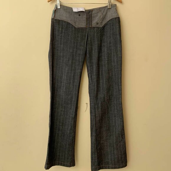 Save The Queen Denim Pin Striped Boot Cut Style Jeans with side zip details. - Picture 1 of 4